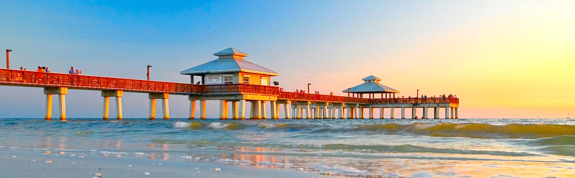 People watching sunset on the Ft Myers Beach Pier